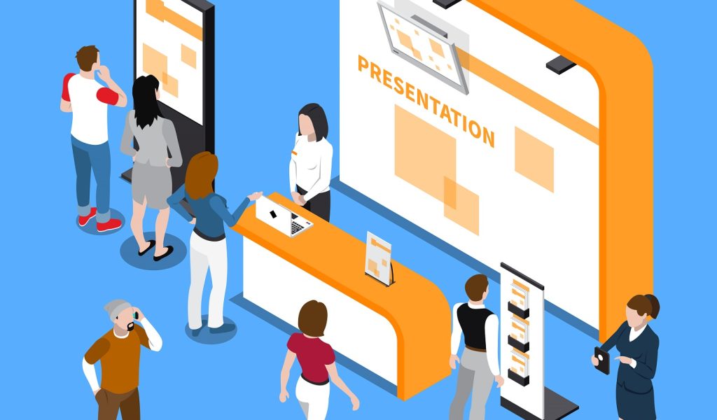 Promotion Stands Isometric Composition Custom Exhibition Stands in Europe
